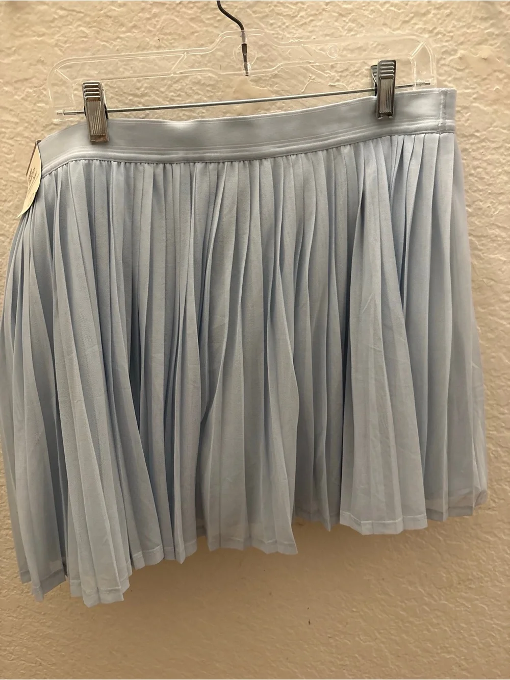 Light Blue Pleated Skater Skirt - Feminine Circle Silhouette